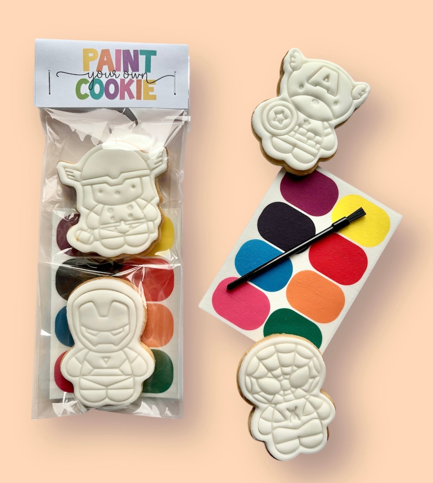 Superhero themed mini cookie kit